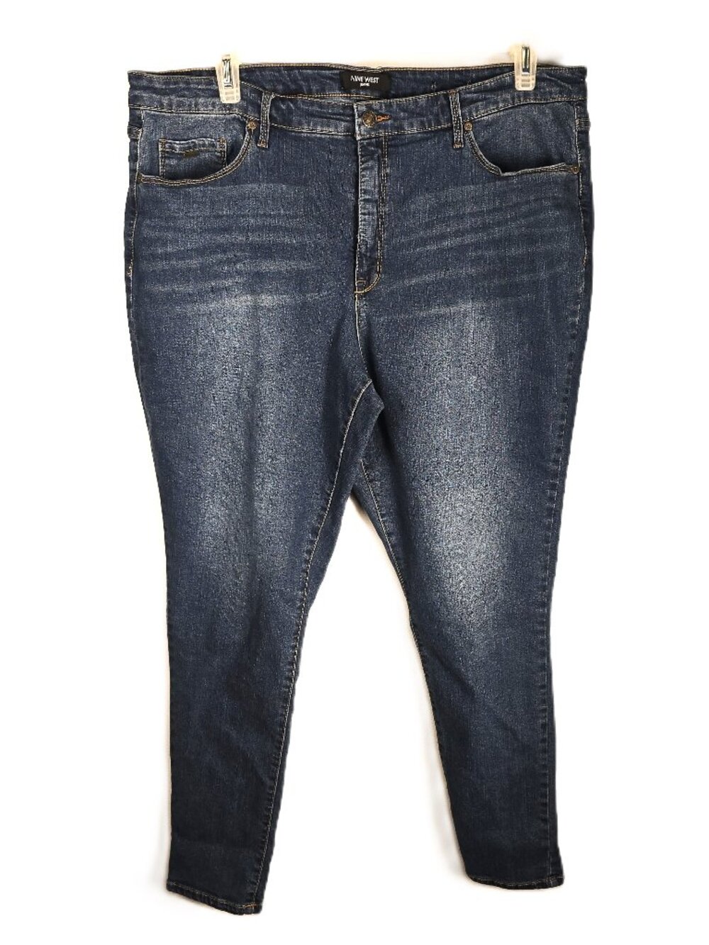 Nine West Cigarette High Rise Skinny Jeans Womens 20W Blue Med Wash Stretch Flaw